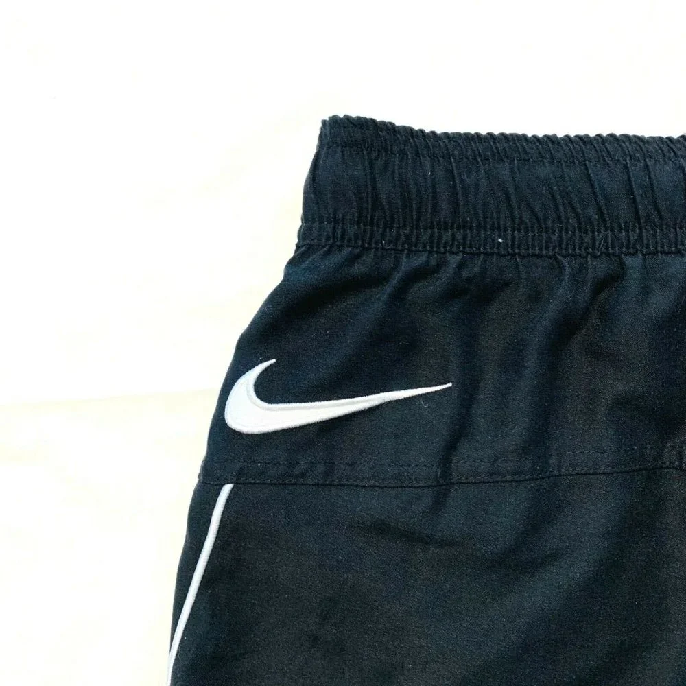 Vintage Nike Swoosh Swim Trunks Board Shorts Mesh Brief Lined‎ XL Black EUC